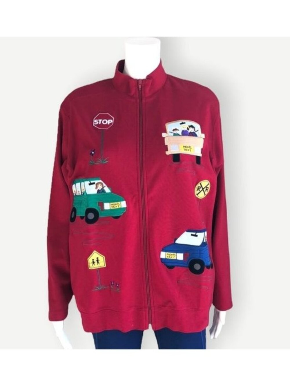 Vintage BECHAMEL Mom's Taxi Patch Jacket in Red - L